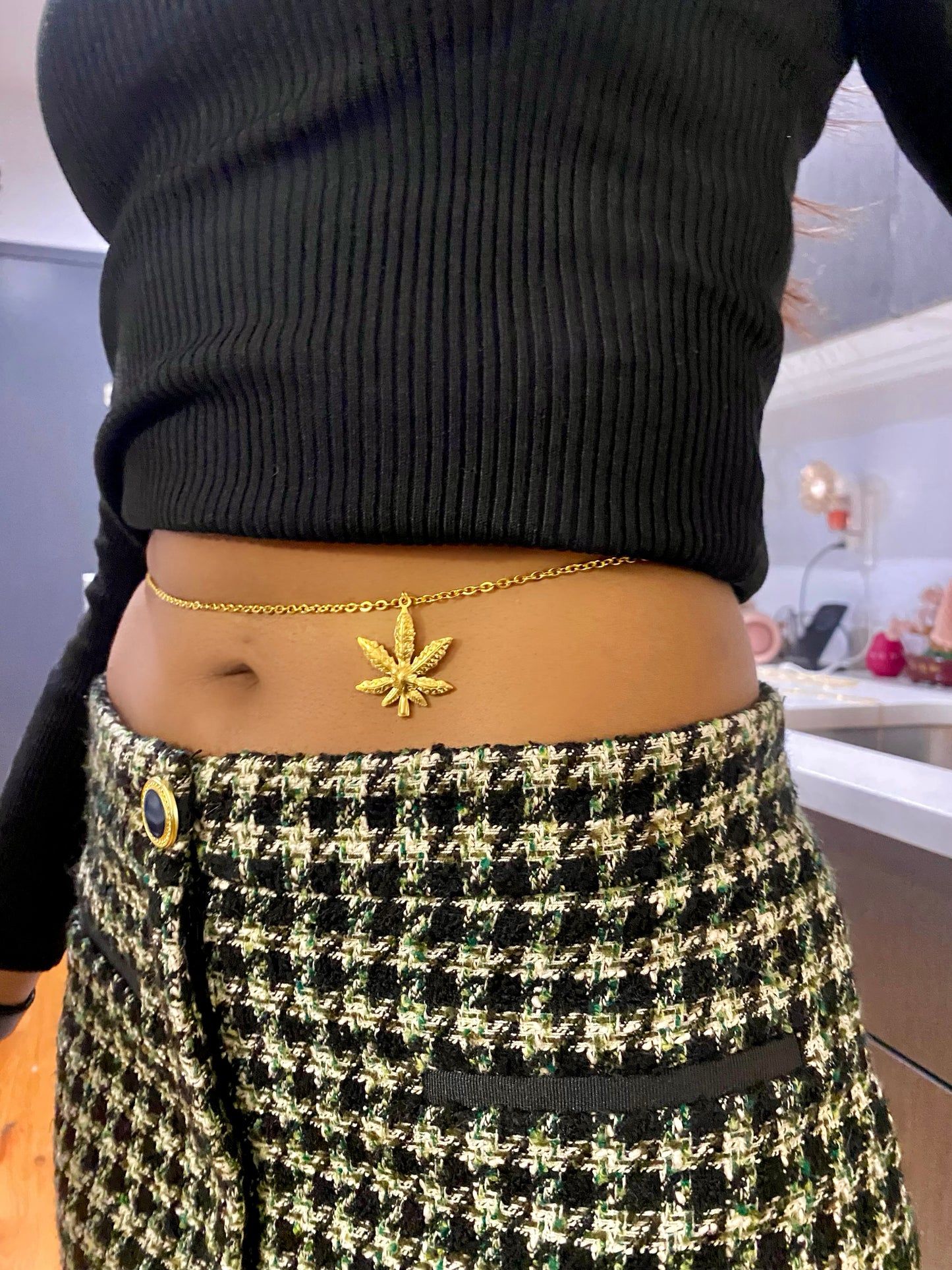 “Devil’s Lettuce" Marijuana Belly Chain