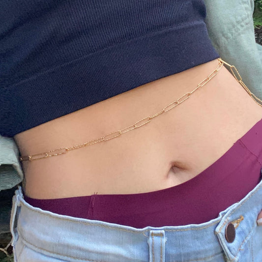 “Dramamine” Textured Paperclip Belly Chain