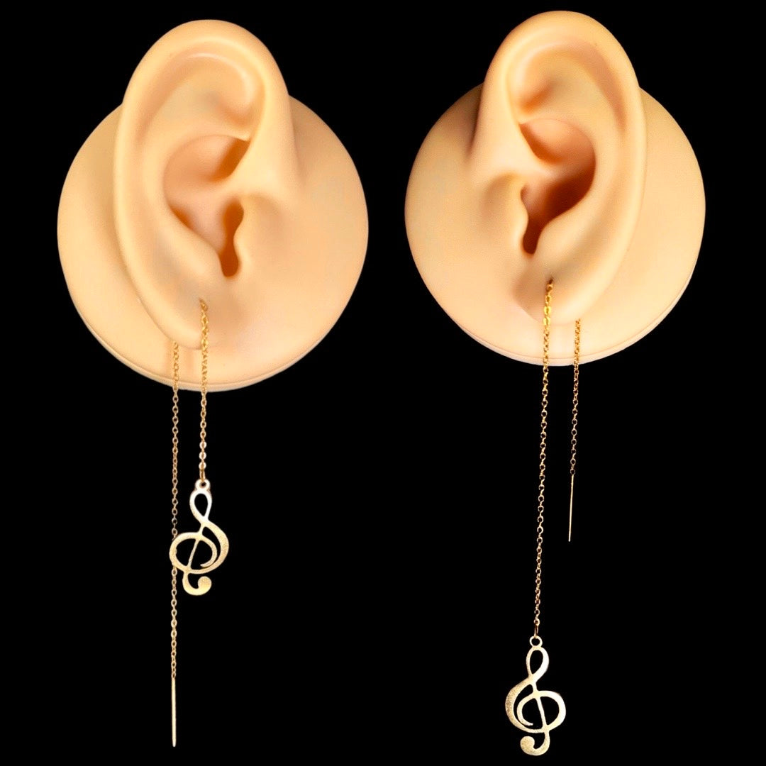 “Song Cry” Treble Clef Threader Earrings